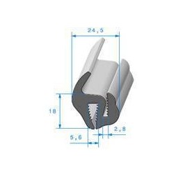 Fixed window seal 5.6 x 2.8 mm JC829 by the metre | Tido