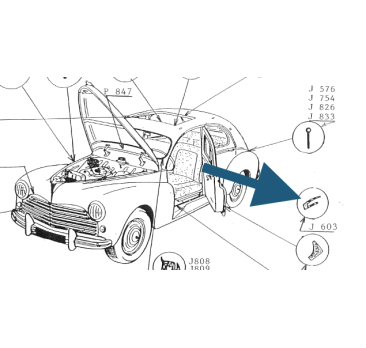 Kit des 4 joints de montant central  pour Peugeot 203 berline