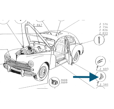 Kit de joint de porte Peugeot 203 Pick up avec colle fournie