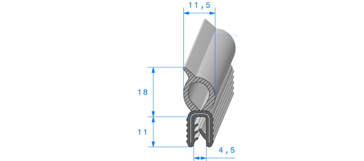 Profil / Joint en U  avec mousse d'étanchéité